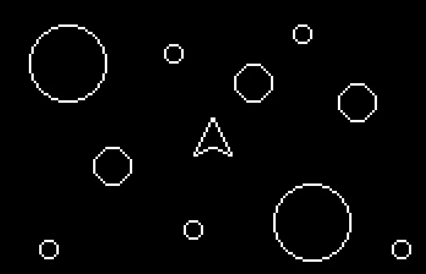 Promotional art for A S T E R O I D S 01-19-20-5-18-15-09-04-19